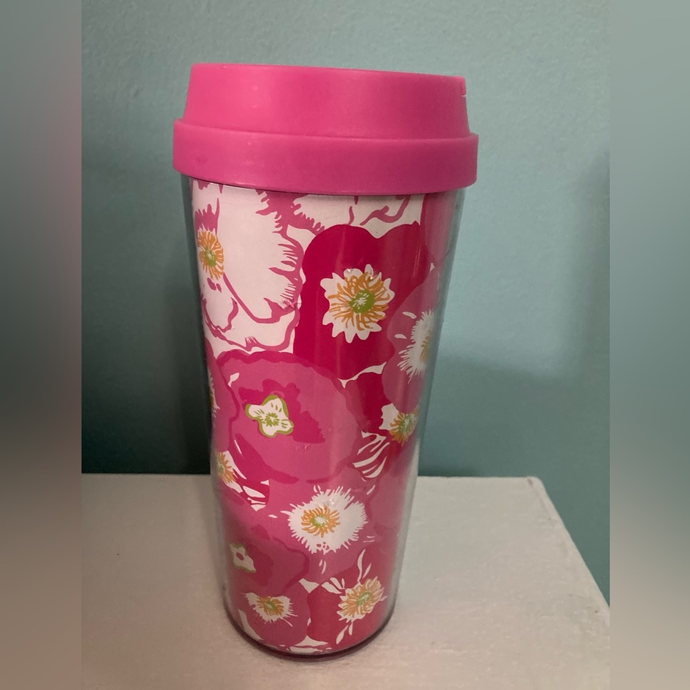Lilly Pulitzer  Cherry Begonias Pattern Travel Mug